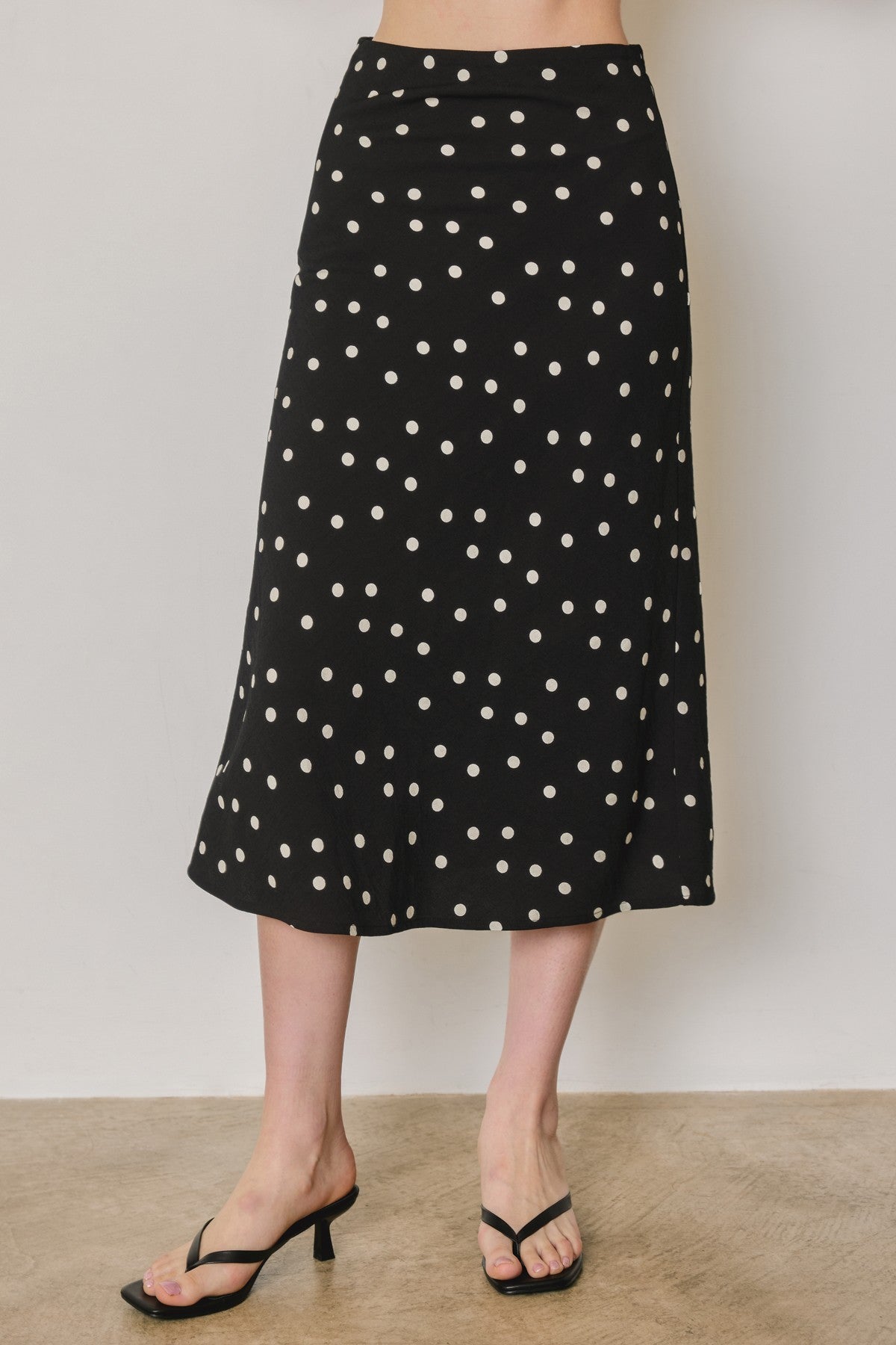 Black Polka Dot Midi Skirt