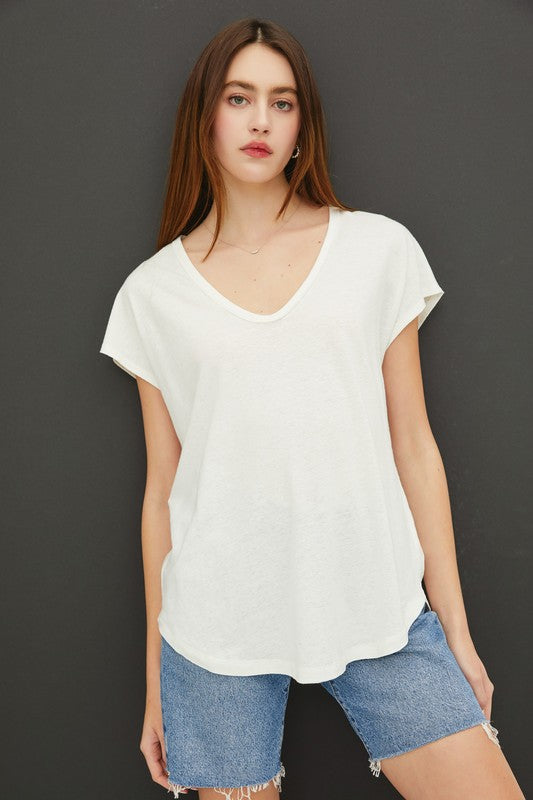 Raw Edge Linen Tee