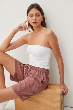 Drawstring Cargo Bermuda Shorts