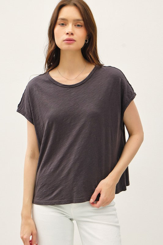 Charcoal Seam Boxy Top