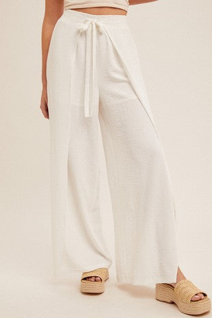 Overlapping Wrap Wide Leg Pants