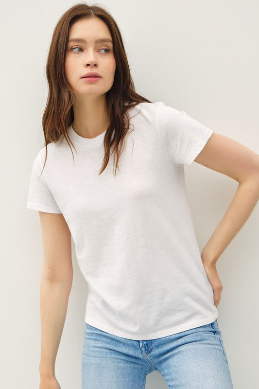 White Acid Wash Cotton Tee