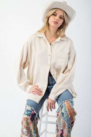 PRINTED COTTON BUTTON DOWN SHIRT