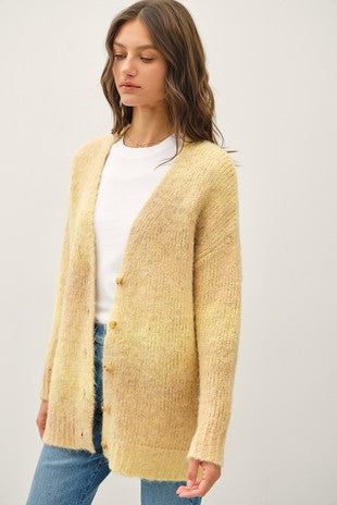 Tonal Button Up Wool Cardigan