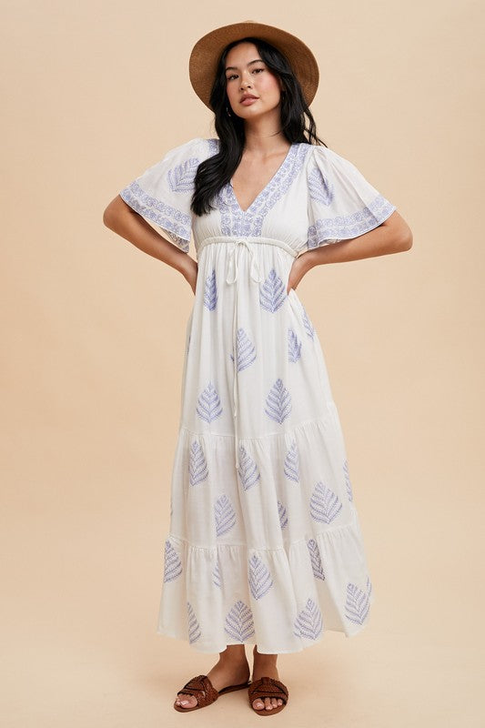 ALL OVER EMBROIDERED MAXI DRESS
