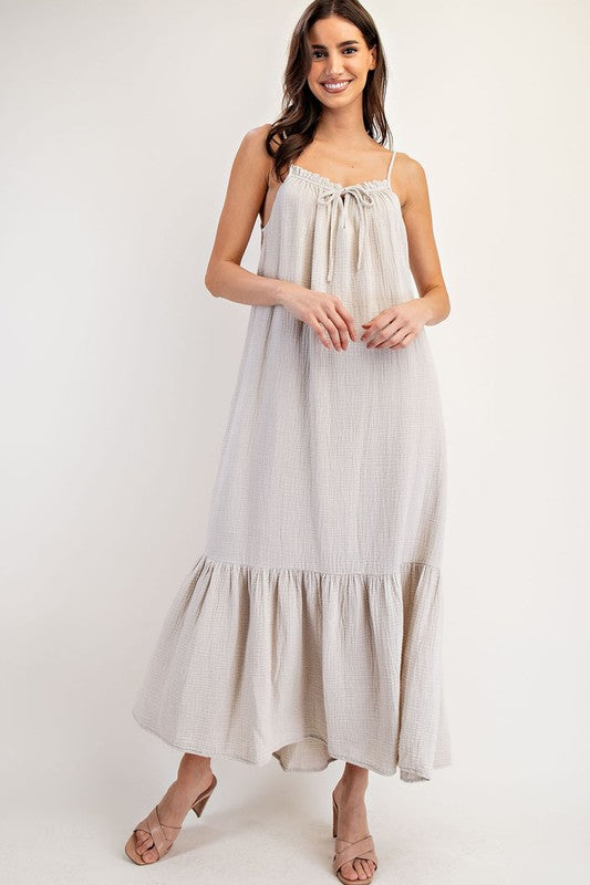 Ruffle Gauze Maxi Dress