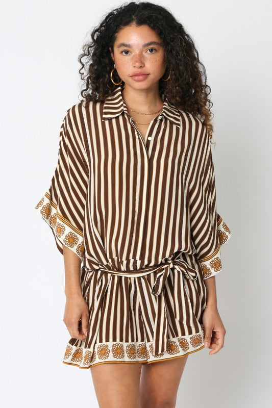 Mocha Stripe Romper