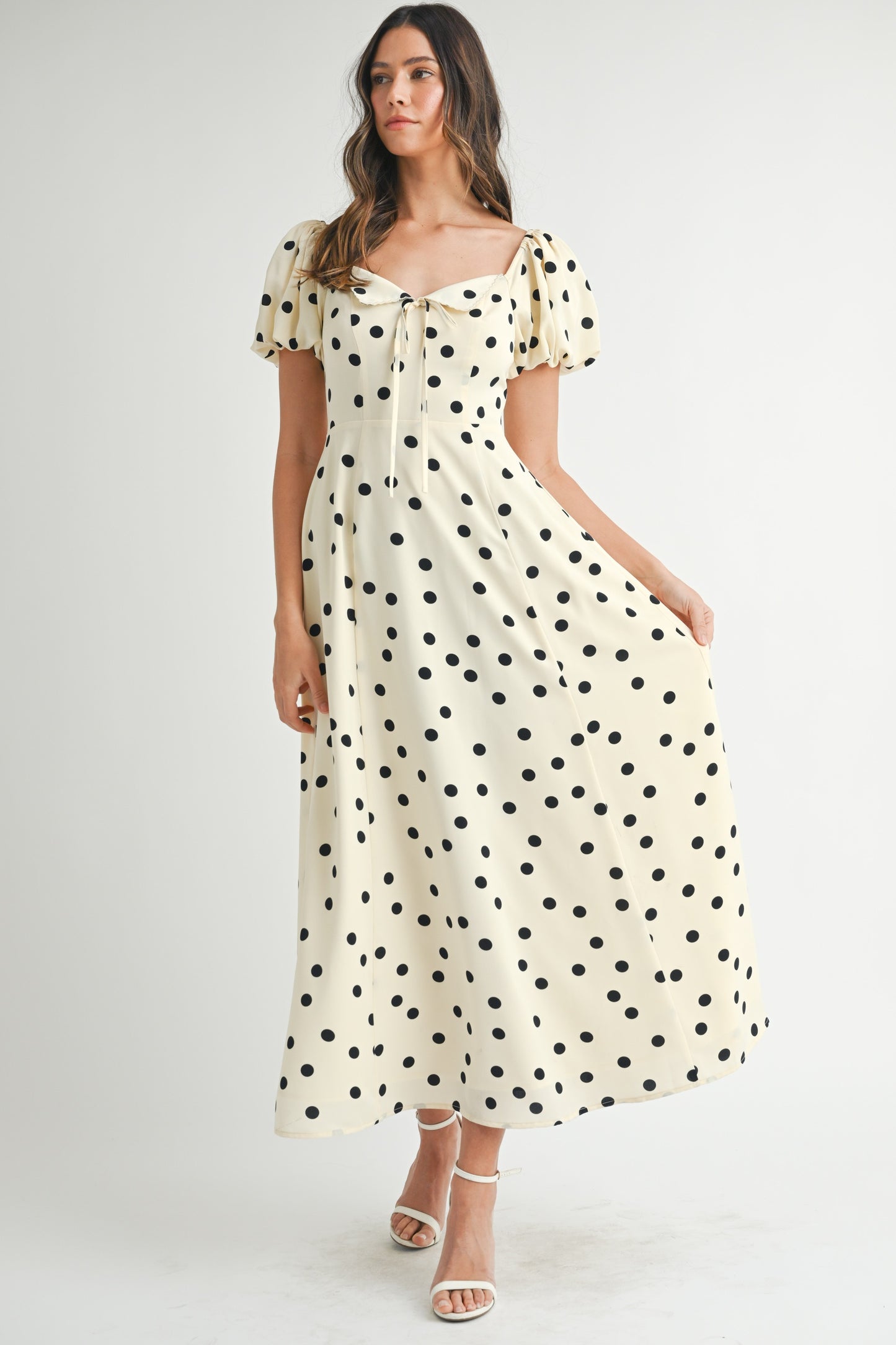POLKA DOT PUFF SLEEVE DRESS