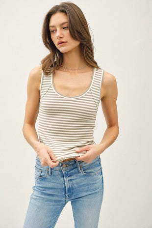 Thick Striped Ribbed Cotton Tank