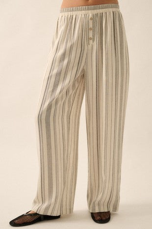 Striped WovenWide-leg Pocket Pants