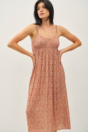 PRINTED MIDI SUNDRESS