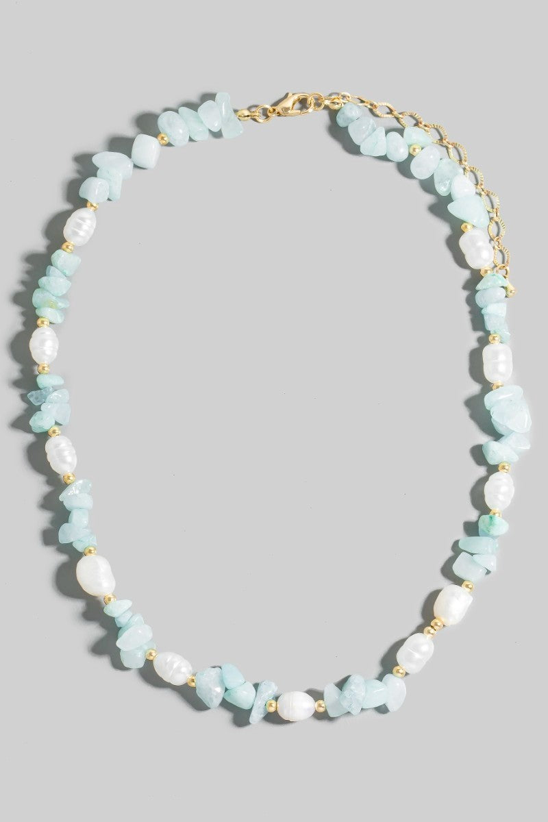 Stone And Pearl Beaded Necklace