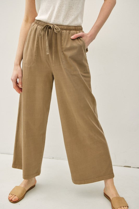 COTTON WIDE LEG PANTS