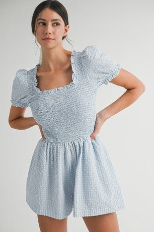 GINGHAM PLAID SMOCKED ROMPER