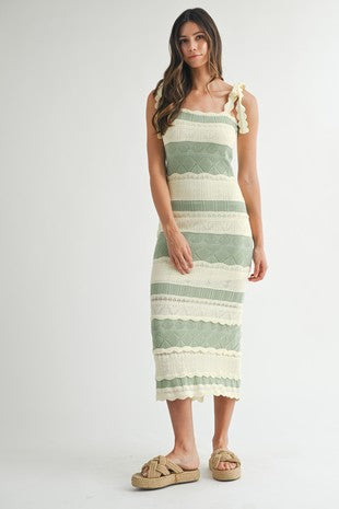 Pointelle Stripe Knit Dress