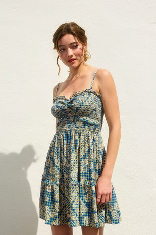 Indigo Smocked Mini Dress