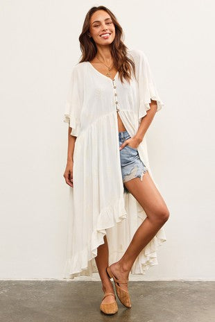 BUTTON CLOSURE HEM DUSTER