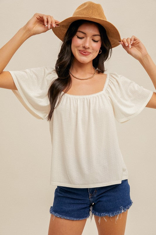 Butterfly Sleeve Lace Top