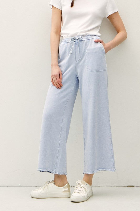 Cotton Fleece Wide Leg Pants