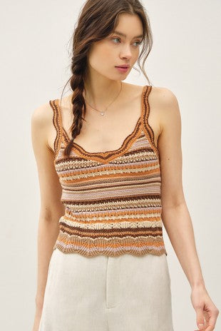Scalloped Edge Striped Tank