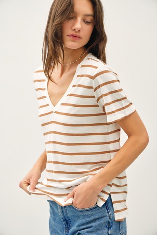 Linen Blend Striped T-shirt