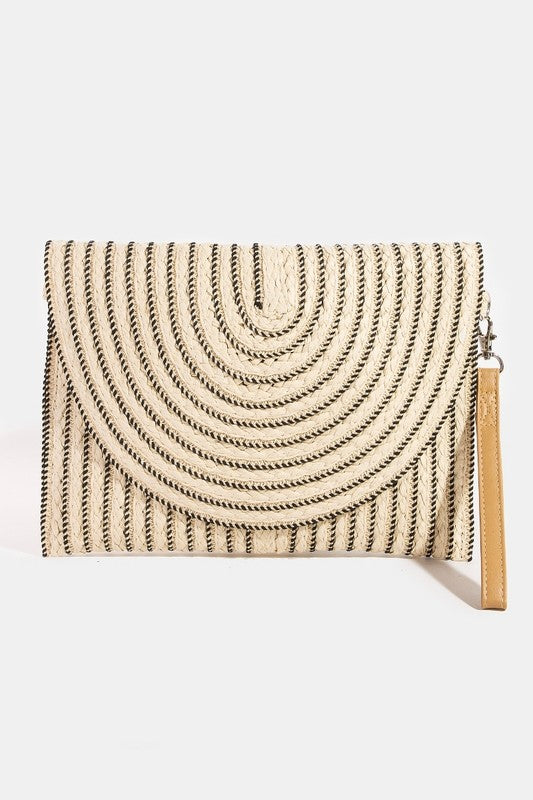 Two Tone Woven Envelope Clutch