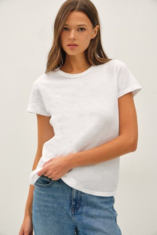 White Garment Dyed Cotton Slub Tee