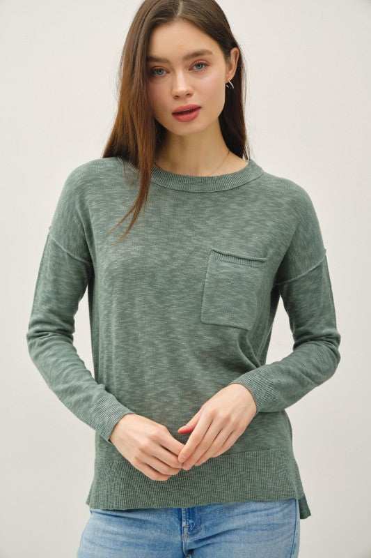 Slub Sweater With Chest Pockets