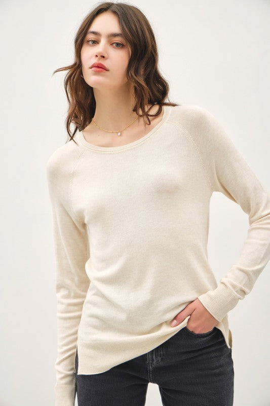 Oatmeal Round LS Sweater Top