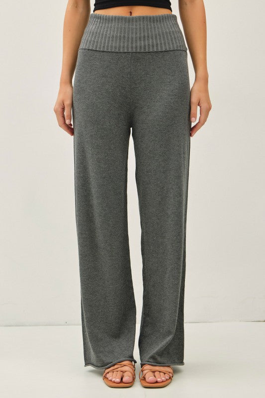 Charcoal Fold Over Sweater Pants