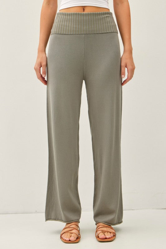 Sage Fold Over Sweater Pants
