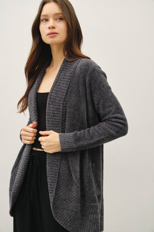 Charcoal Cowl Sweater Cardigan
