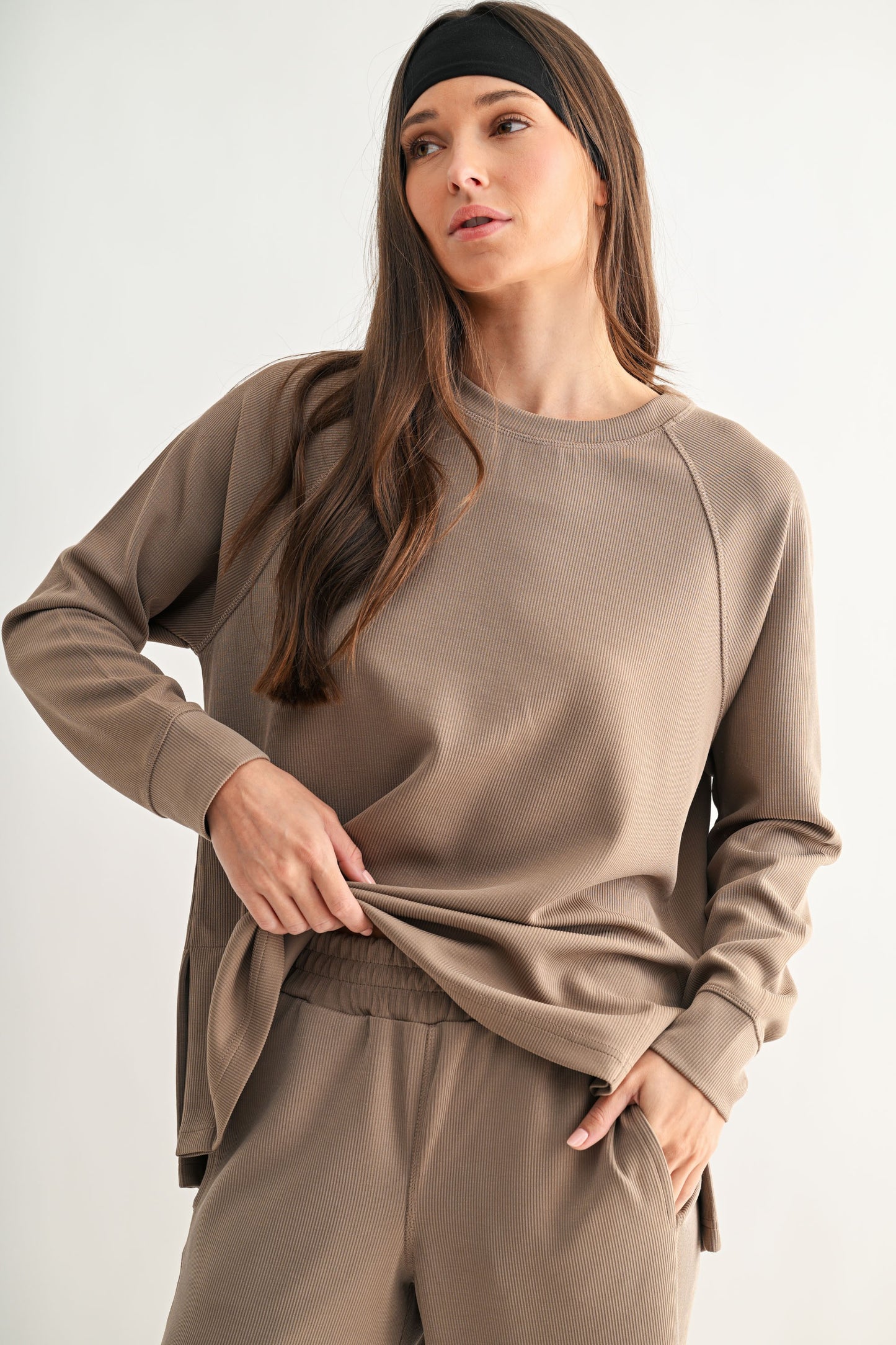 Mocha Rib Raglan Tee