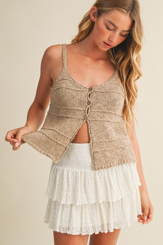 Natural Button Sweater Tank