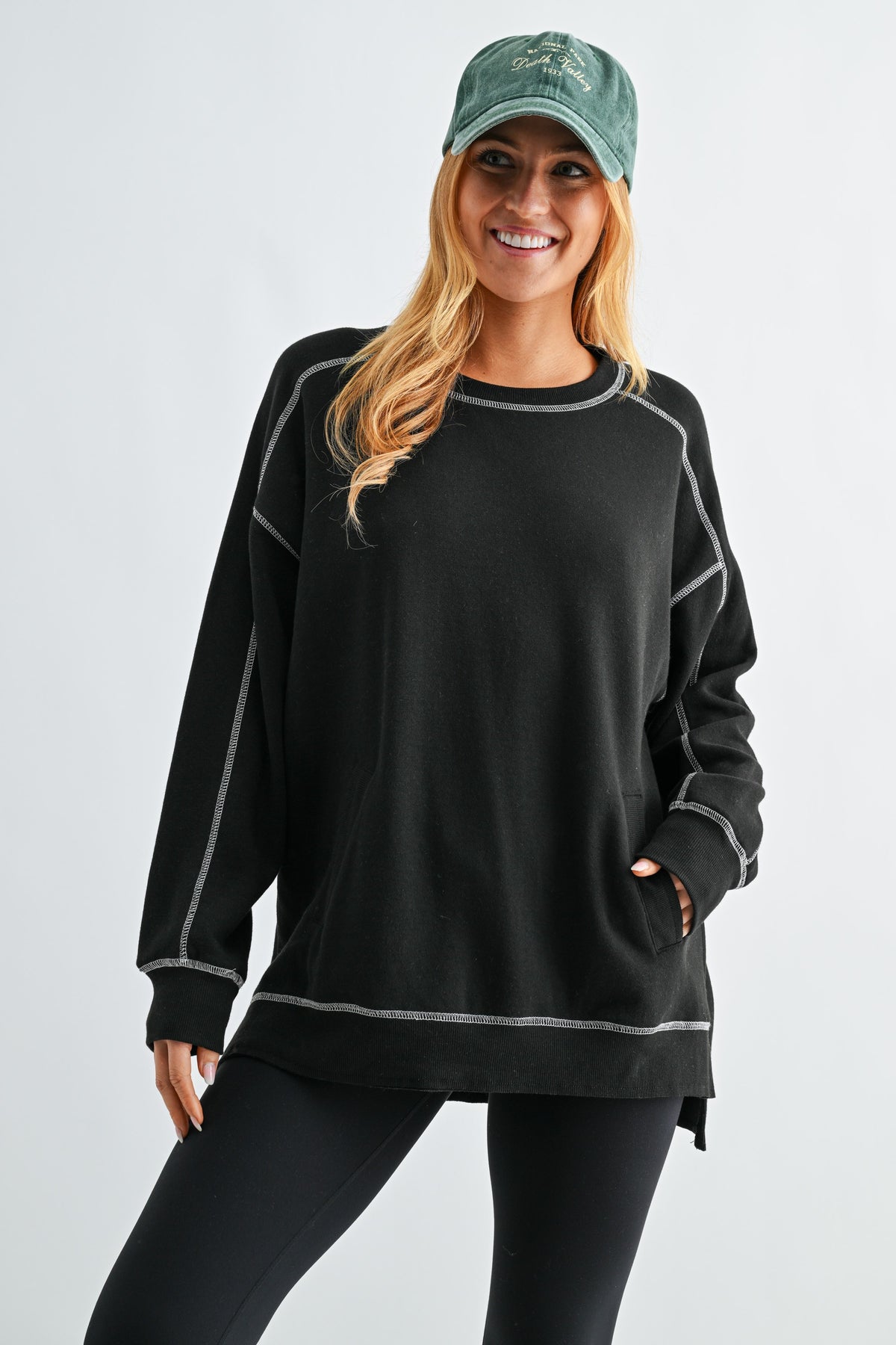 Black Stitchline Boxy Sweatshirt