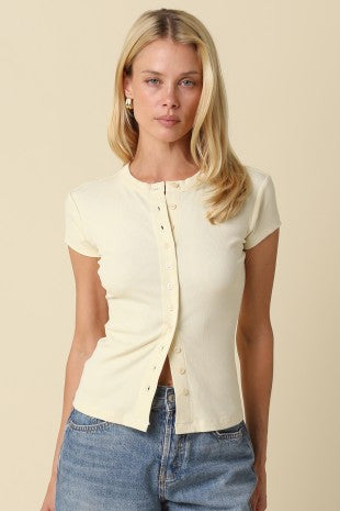 Ivory Sculpt Button Knit Top