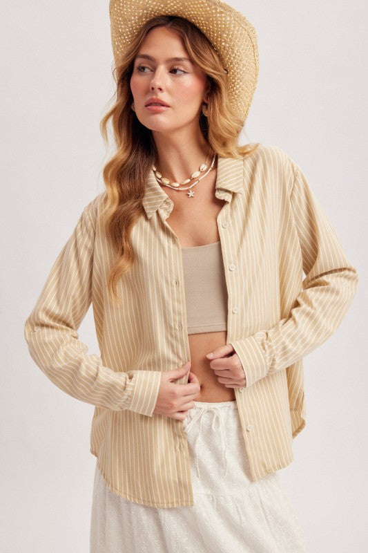 Yellow Stripe Button Down LS Shirt