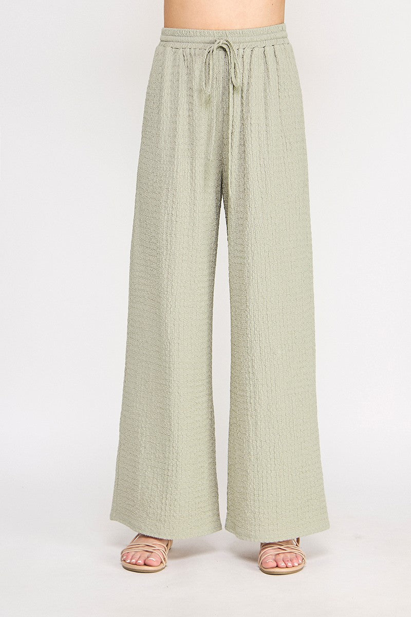 Sage Textured Knit Wide Leg Pants
