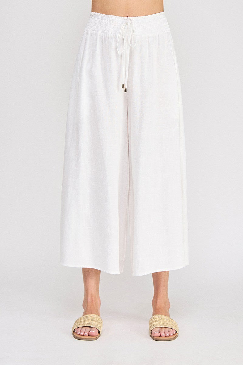 White Flowy Capri Pant