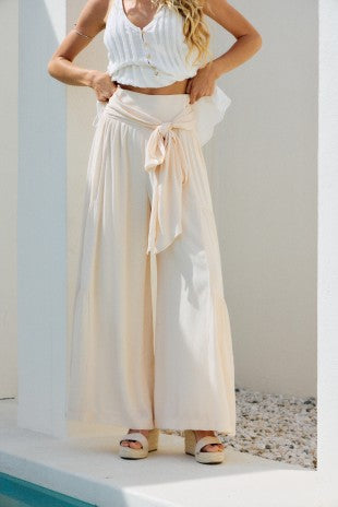 Ivory Smocked Palazzo Pant
