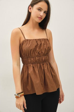 Brown Ruched Cami Top