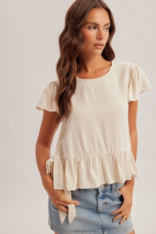 Natural Flutter Sleeve Top