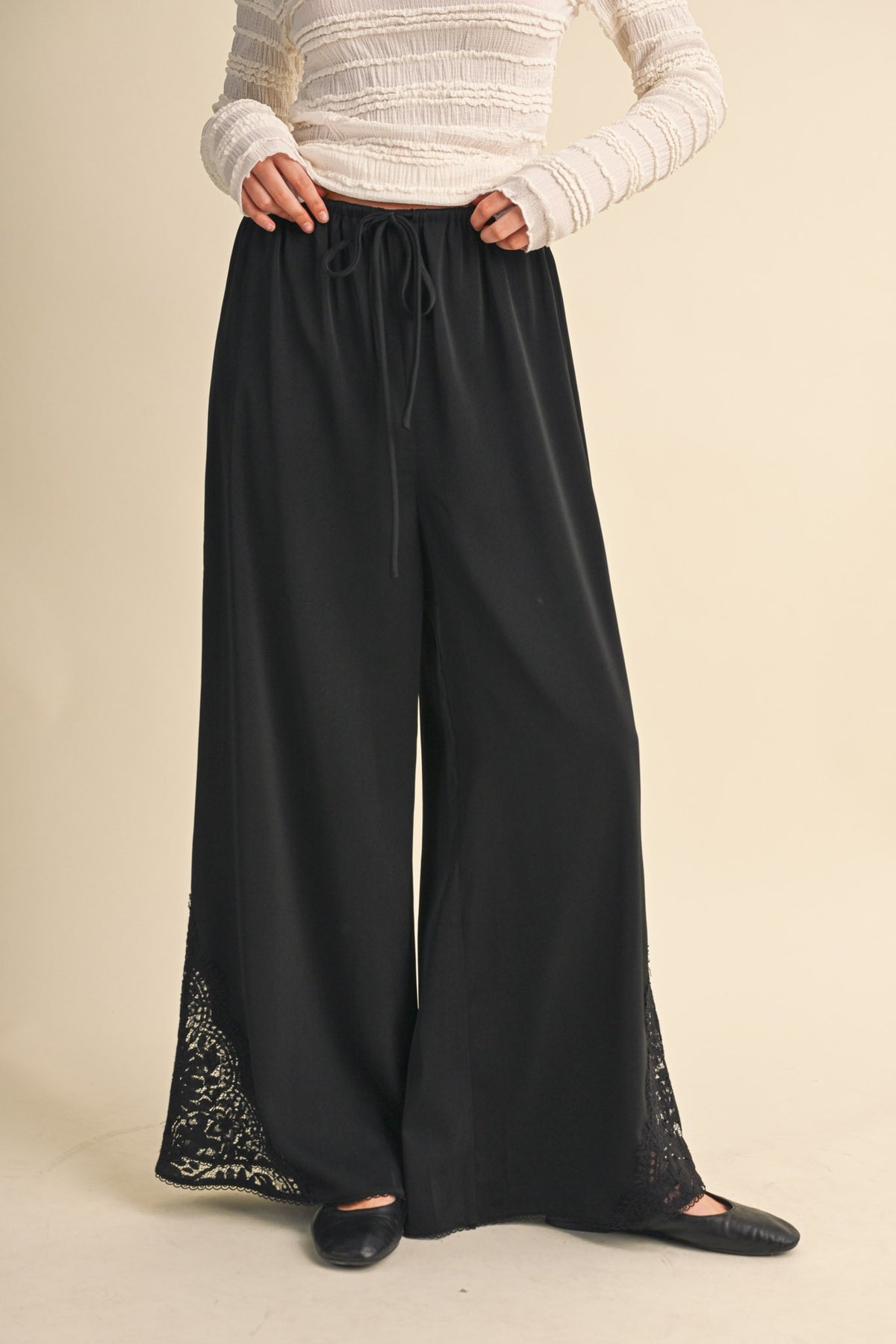 Black Wide Leg Lace Palazzo Pants
