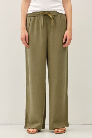 Olive Tencel Wide Leg Pants