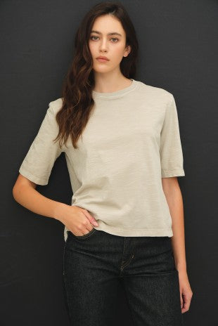 Stone Cotton Slub Half Sleeve Tee
