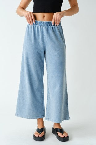 Light Denim Stretchy Knit Pants