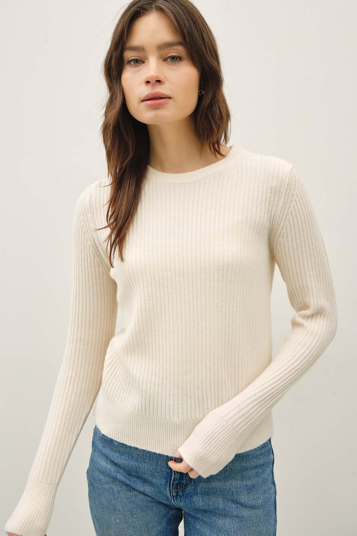 Ivory Wide Rib Sweater Top