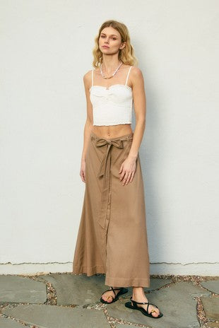 Button Detail A Line Midi Skirt