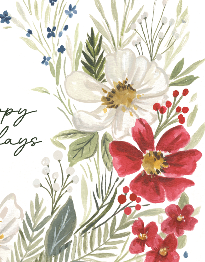 Vintage Christmas | Floral Christmas Card greetings