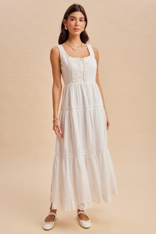 White Cotton Sleeveless Maxi Dress